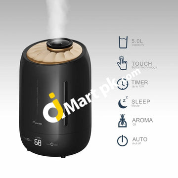 Itvanila 5L Ultrasonic Cool-Mist Humidifier Whisper-Quiet With Led Display Anti-Slip Handle & Smart